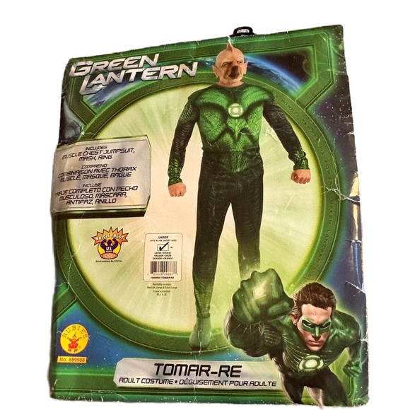 Rubie's Green Lantern Tomar-Re Costume Large W/ Mask NEW Green Black Superhero - Picture 1 of 4